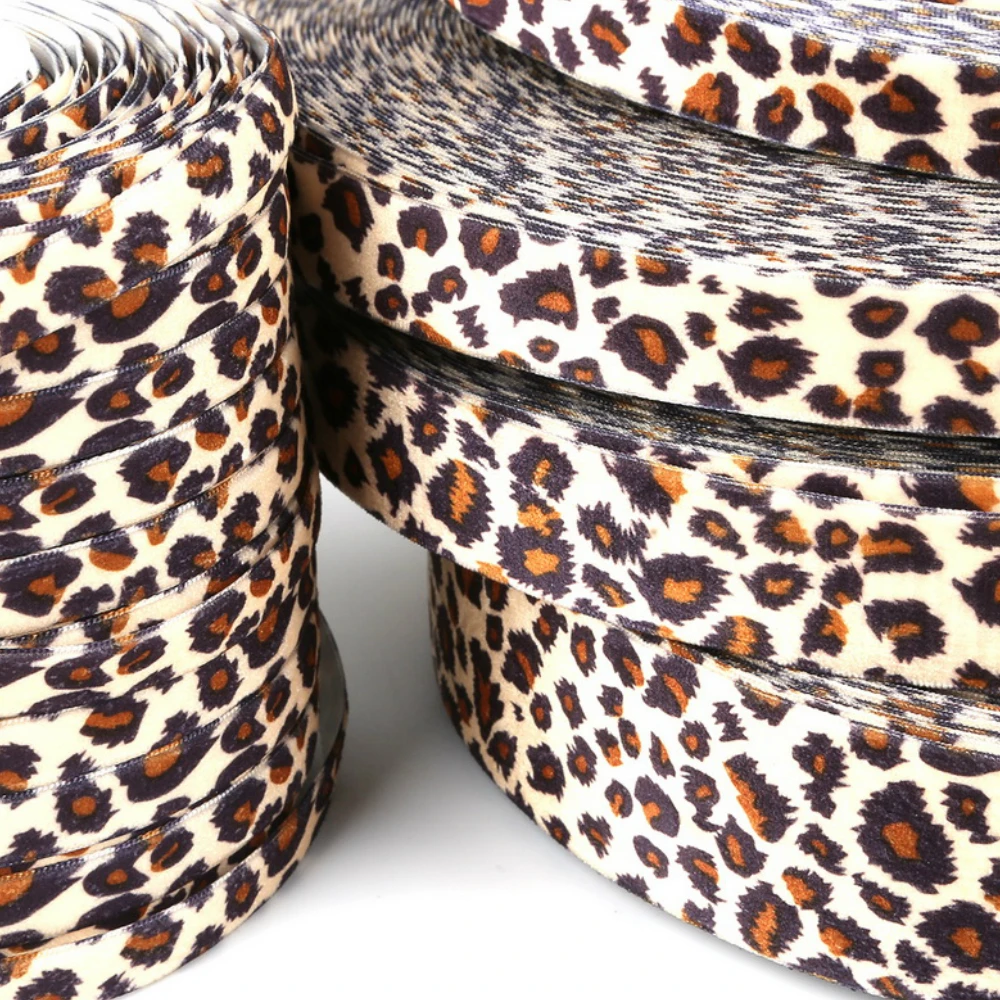 ZERZEEMOOY 10MM 15MM 20MM 25MM 38MM 10YARD/LOT Leopard Velvet Ribbon