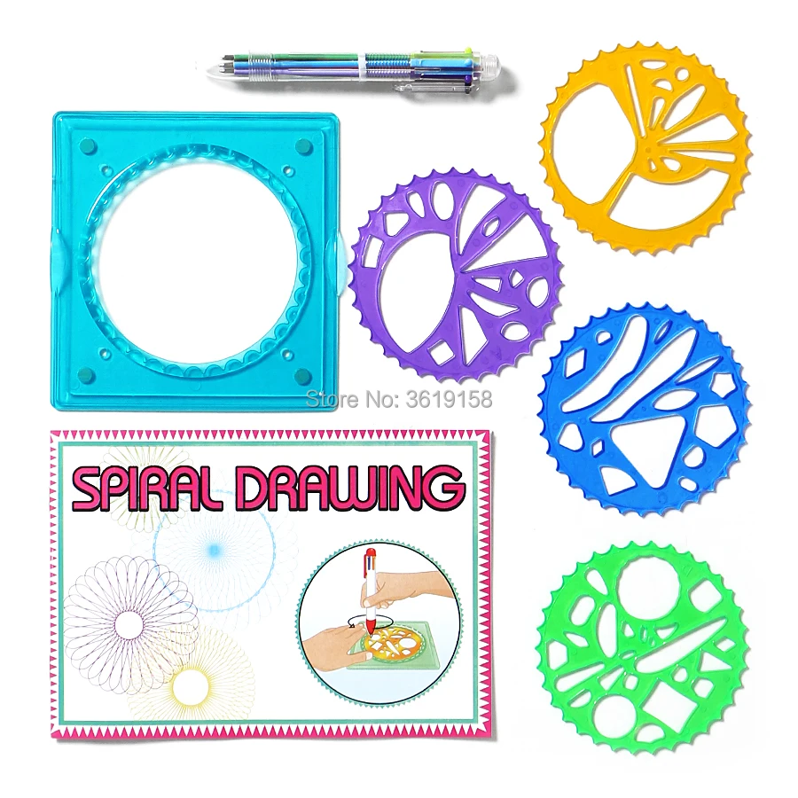 Juego de espiral de 27 piezas, accesorios para colorear, diseños de engranajes y rueda entrelazados con bolígrafo de colores, rompecabezas DIY, juguete para niños y adultos