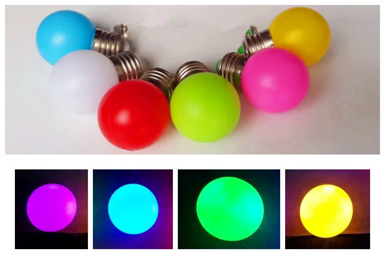 5PCS Colorful E27 B22 1W 2W 3W 5W 220V Red Blue Green White Yellow Warm RGB Blubs Energy Saving LED Golf Ball Light Globe Lamp