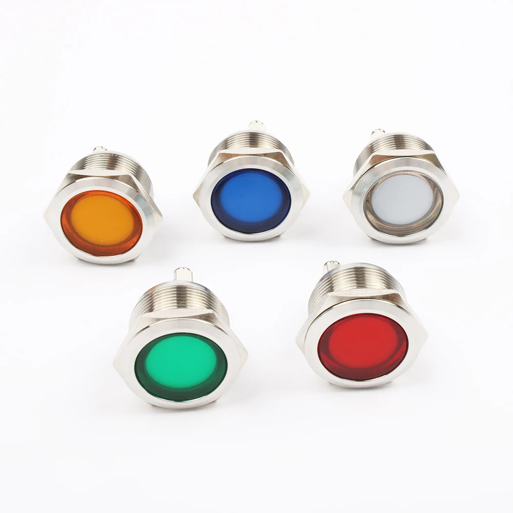 LED Metal Indicator light 22mm flat round Signal lamp 3V 6V 12V 24V 220v screw illumination red big lens 22ZSD.PY.DM.L