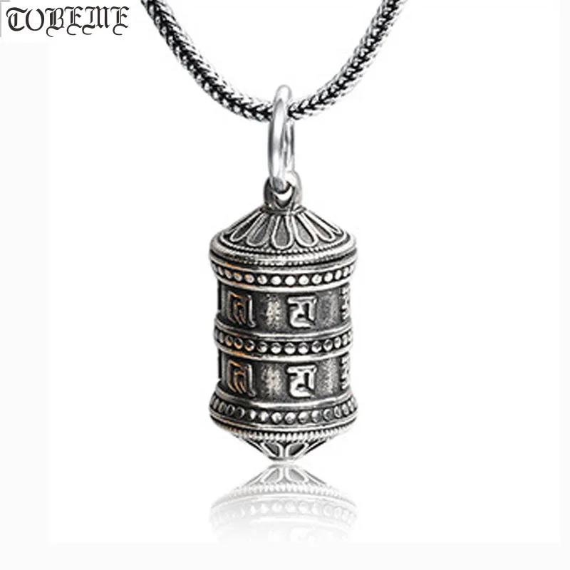 

100% 925 Silver Tibetan Six Words Proverb Gau Pendant Necklace Buddhist OM Box Pendant Necklace Buddhist Prayer Box Amulet