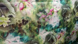 High-quality 2021 Japan Senior Silk Lotus Flowers Print Linens Blended Summer Dress Fabric Cool Air Fabric African Tissus Moschi