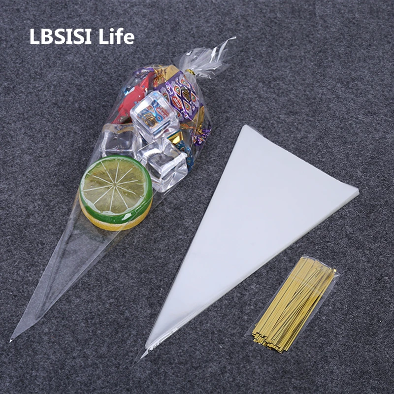 LBSISI Life 100pcs Transparent Candy Cookie Cake Bag DIY Birthday Gift Clear Plastic Packing Bags Party Wedding Favor Storage