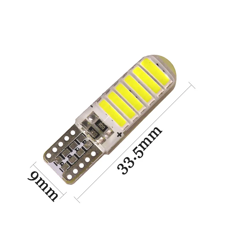 

100pcs New T10 Silicone case LED 7020 12 SMD LED 7014 194 W5W Car Side Wedge Light Lamp Bulb Cold White 6500K Car styling 12V