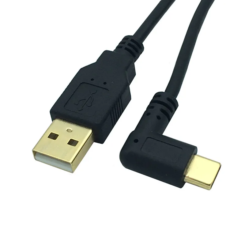 USB3.1 Type-c Left & Right Angled 90 Degree USB Male to USB Male Data Charge Connector Cable 25cm For Tablet Phone
