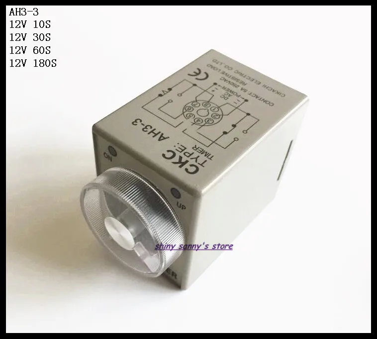 2pcs/Lot AH3-3 DC12V 10S/30S/60S/180S Power On Delay Timer Time Relay 12VDC 0-10/30/60/180 seconds 8 Pins Brand New