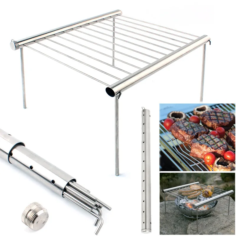 BBQ Oven Portable Grill Oven Picnic Stoves Outdoor Folding Stainless Steel BBQ Grill Recyle Camping Home-use Kitchen Tool 1pcs