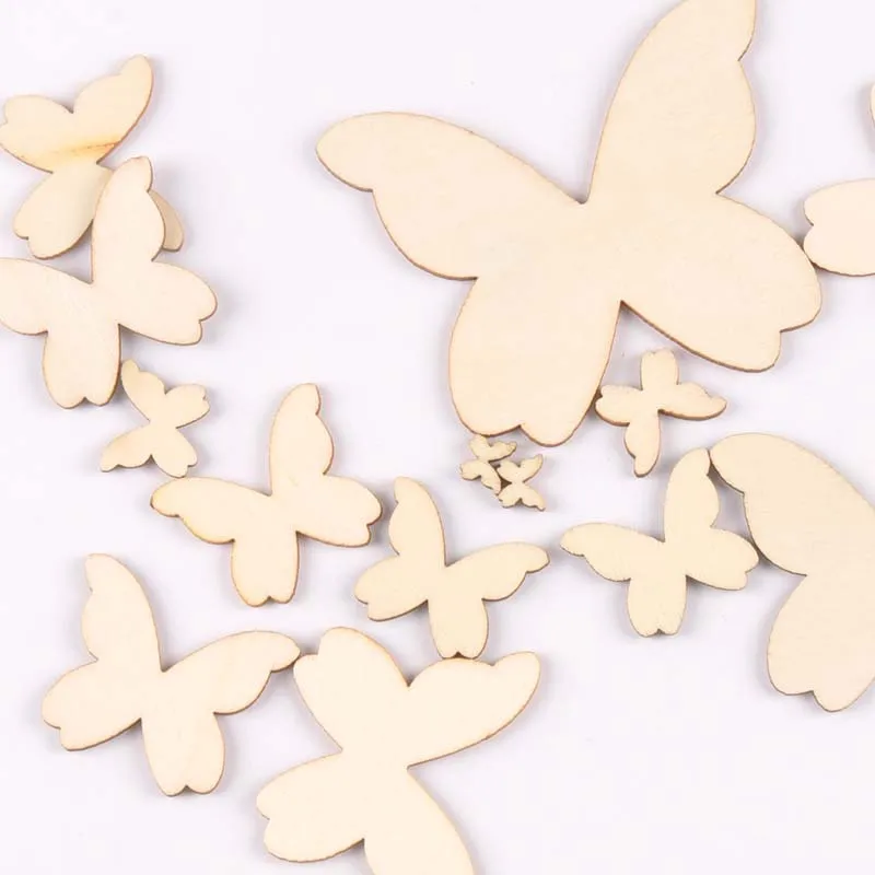 Mixed Butterfly Wood Slices DIY Crafts Handmade Accessories Unfinished Wooden Charms Pendant Home Decor Arts 10-80mm M1963