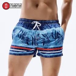 Shorts de praia masculino, tamanho grande, shorts estampados e listrados, secagem rápida, para o verão, praia, 2 cores disponíveis