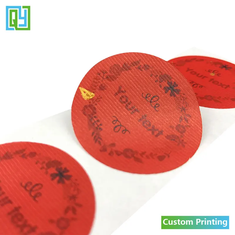 100pcs 35mm Red Golden textured paper sticker wedding seals gift texture line logo name barcode QR code labels custom made label