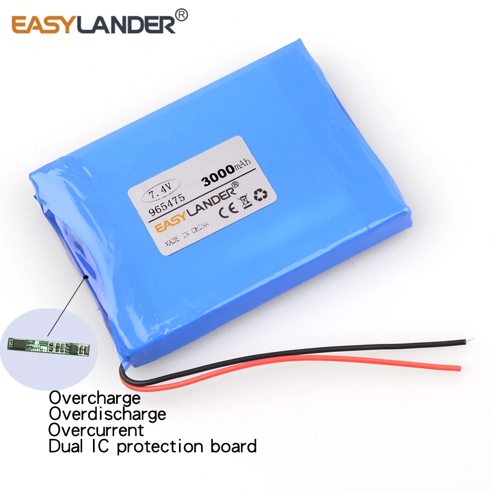 7.4V 3000mAh 965475 Bateria litowo-polimerowa do tabletu, telefonu DVD, telefonu POWER BANK, telefonu z systemem Android 965576 965573