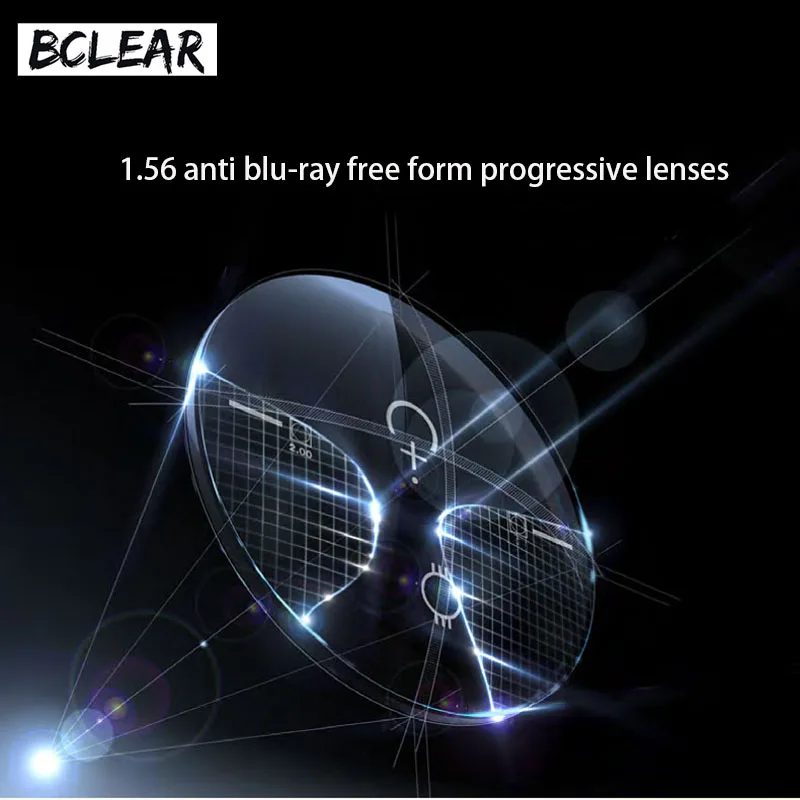 BCLEAR 1.56 refractive index anti blue ray progressive lenses see far middle near cut off blue light eyes protection glasses new