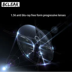 BCLEAR 1.56 refractive index anti blue ray progressive lenses see far middle near cut off blue light eyes protection glasses new