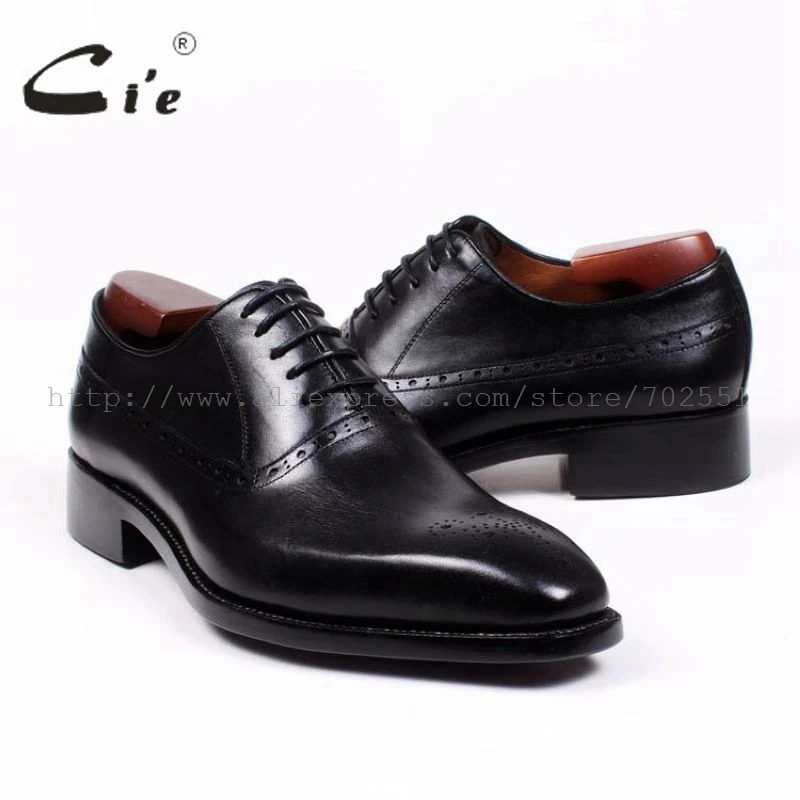 cie Square Toe Cut-outs Oxfords Lacing Solid Black 100%Genuine Calf Leather Breathable Bespoke Men Shoe Handmade Custom OX380