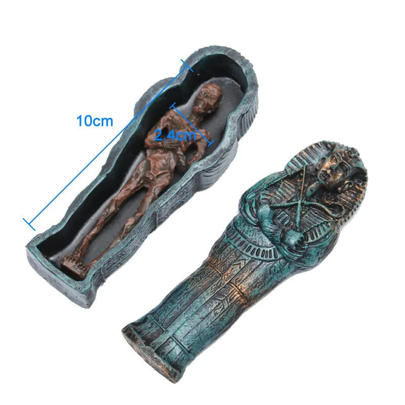 New Resin Figurine Egyptian Mummy In Coffin Home Office Desk Decor Fish Tank Ornament Halloween Party Decoration Dropshipping