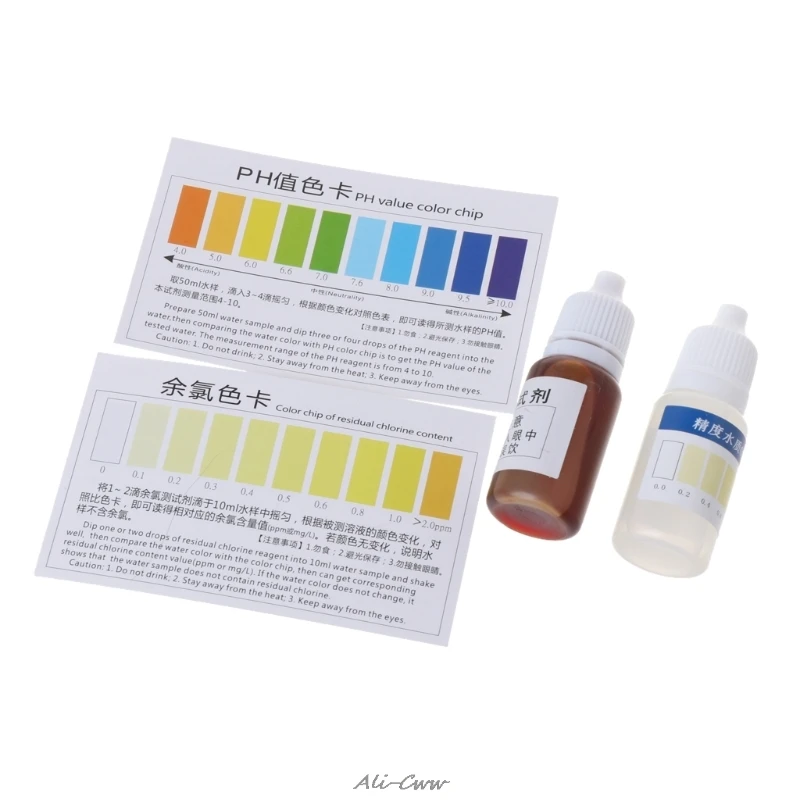 1 Set Practical pH A2O Water pH OTO Dual Test Kit with Test Card for 100-125 tests Tool Accessories new