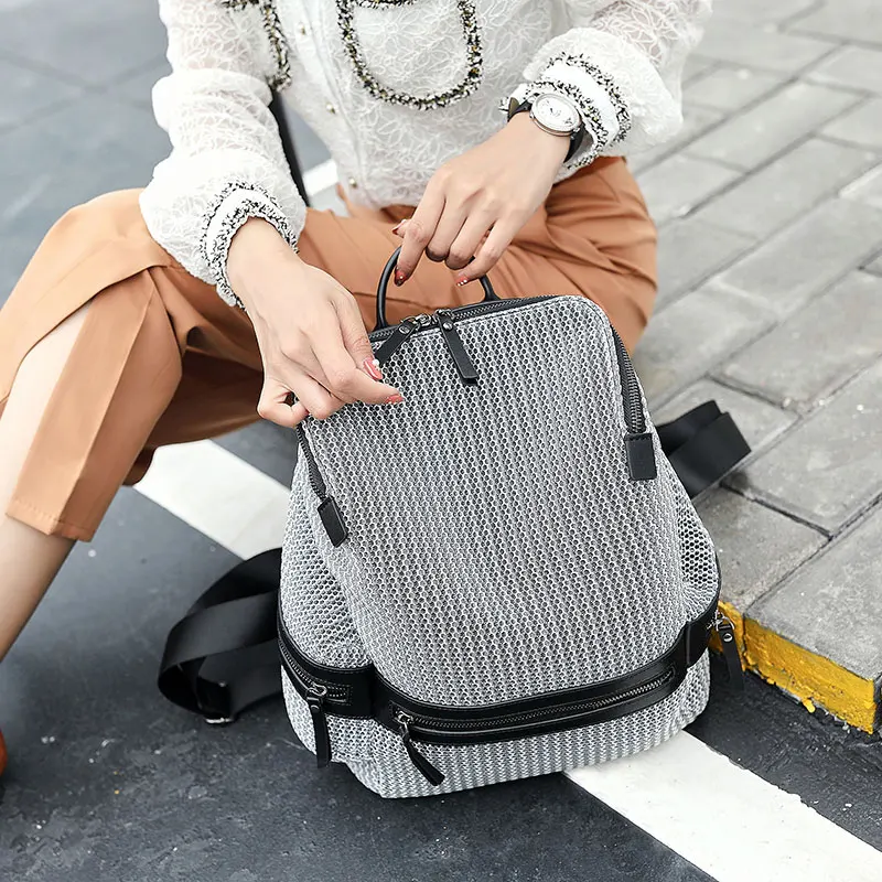 Women\'s Nylon Mesh Backpack Casual Women Large Backpacks School Bags for Teenage Girls Female Lightweight Travel Rucksack XA250H