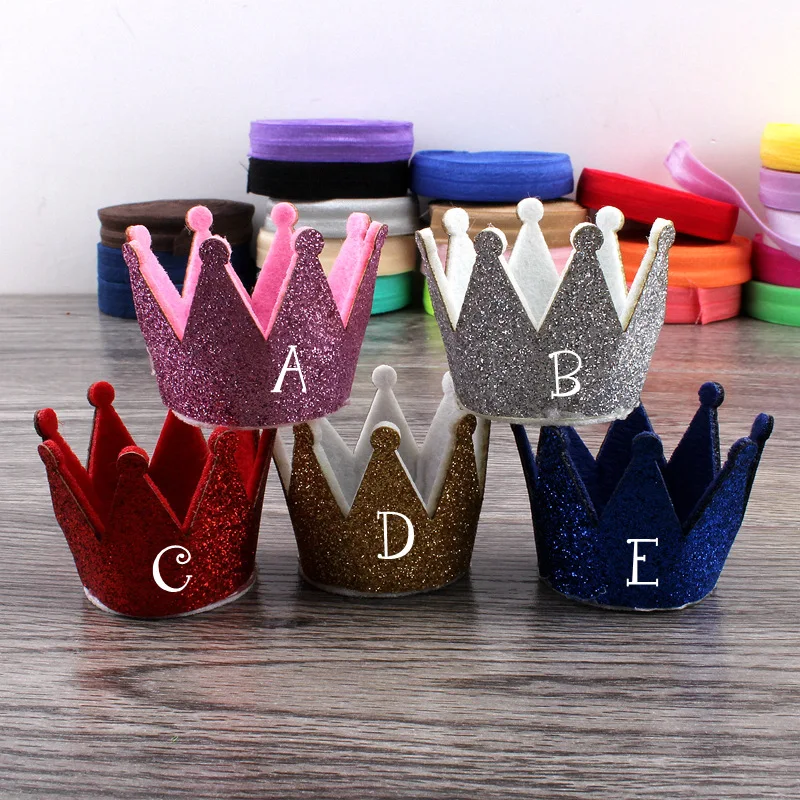 60pc/lot Wholesale Diy Felt Crown for headband Girls Glitter Crown Without Clip Children Hair Accessories