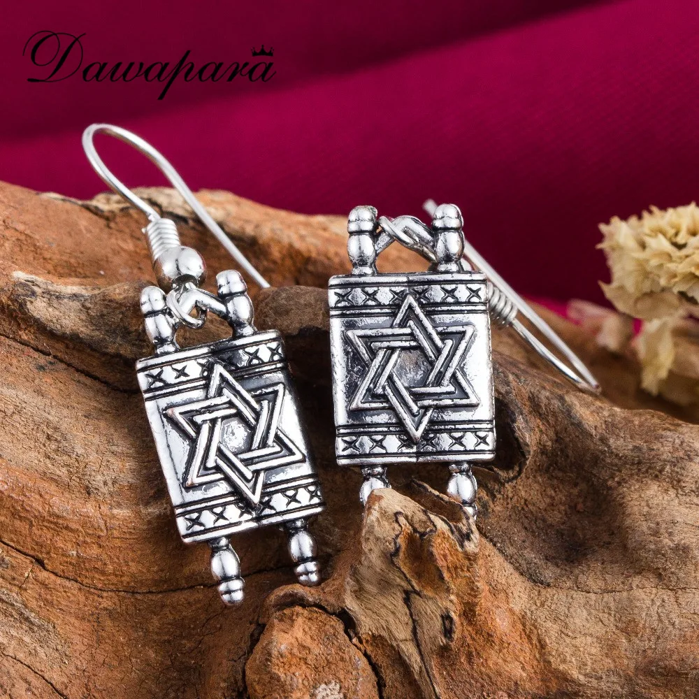 Dawapara Hanukkah Menorah Israel Earrings Star of David Charm Sefer Torah Scroll Religious Earrings Protection Amulet Jewelry