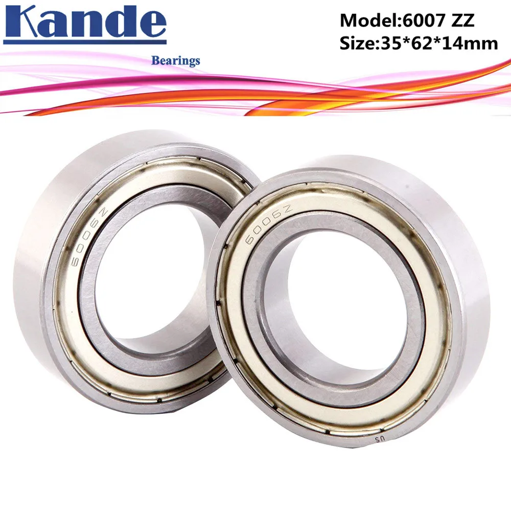 6007ZZ Bearing 2pcs ABEC-5 High quality 6007 ZZ Single Row Deep Groove ball bearing 6007-2Z 35x62x14 mm