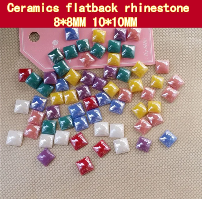 superior quality Grass green Square shape Ceramics flat back Rhinestones DIY mobile phone shell and watch Decoration 30PCS/pack