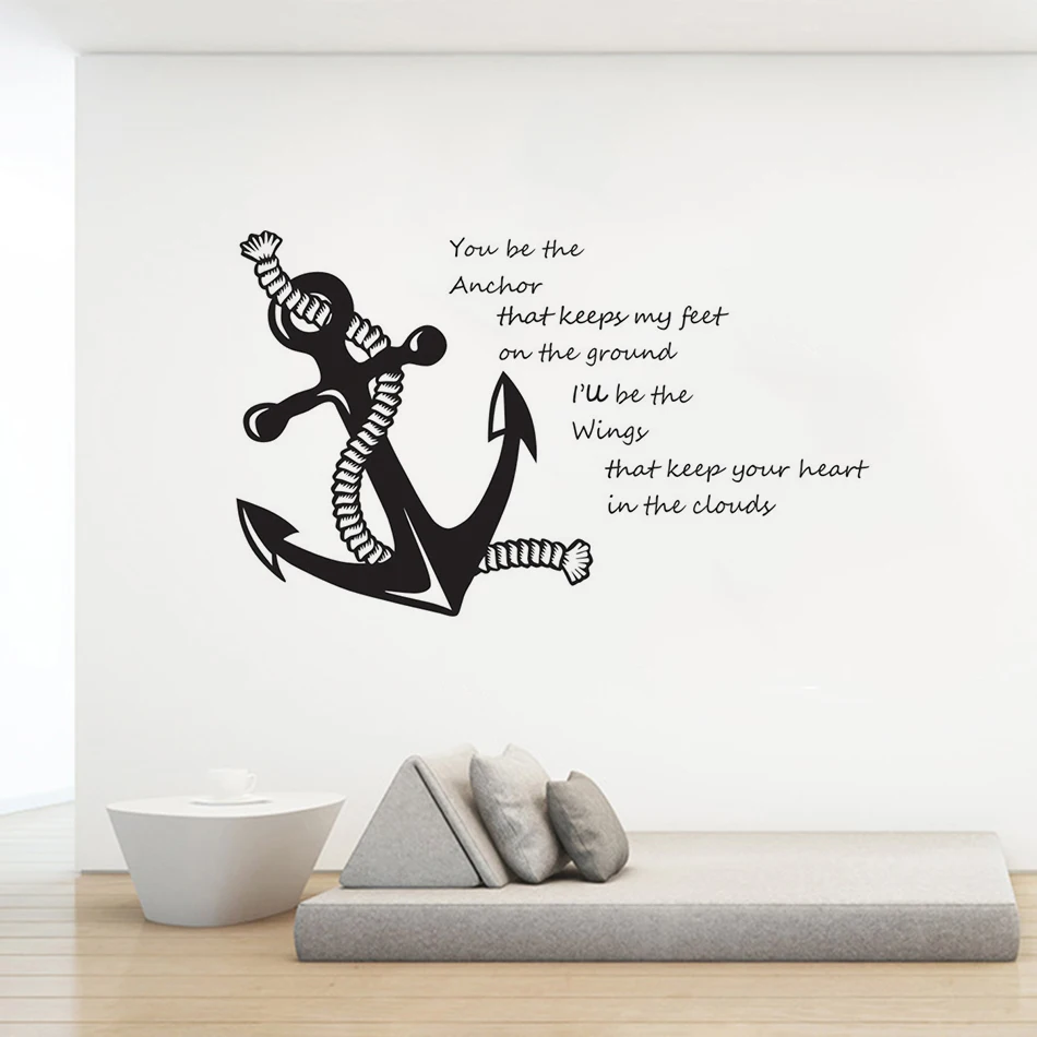 You Are My Anchor Quote Wall Decals Nautical Theme Home Decoration Sailing Anchor Wall Sticker Removable Vinyl Sea Poster AZ475 image 2