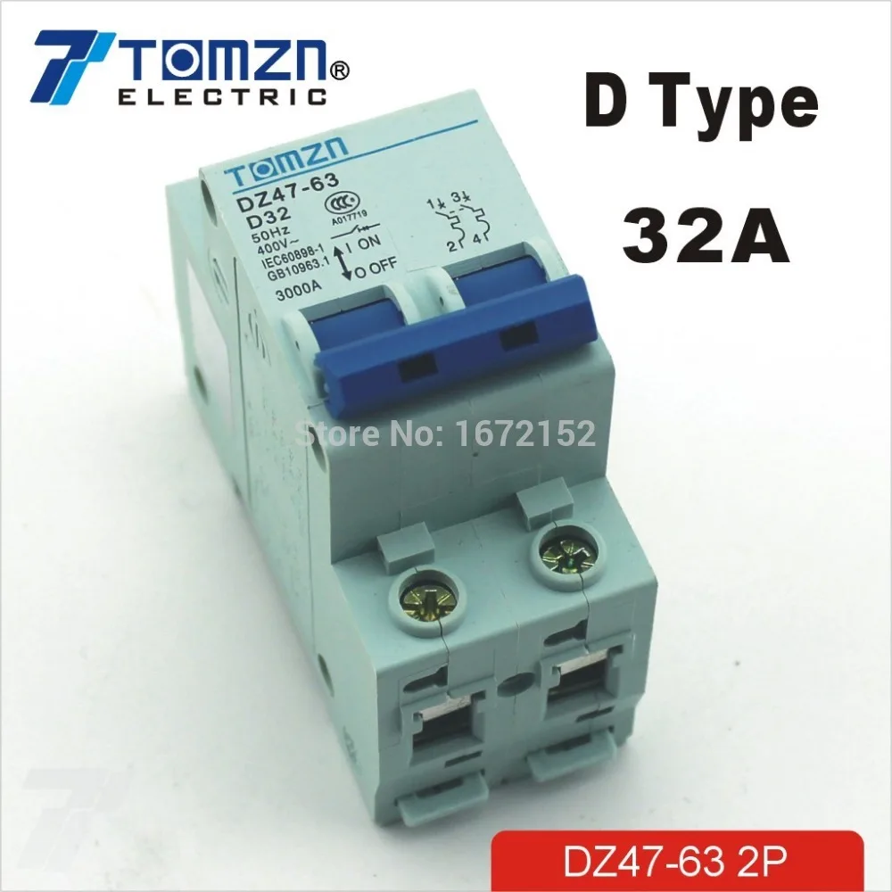 

2P 32A D type 240V/415V 50HZ/60HZ Circuit breaker MCB safety breaker