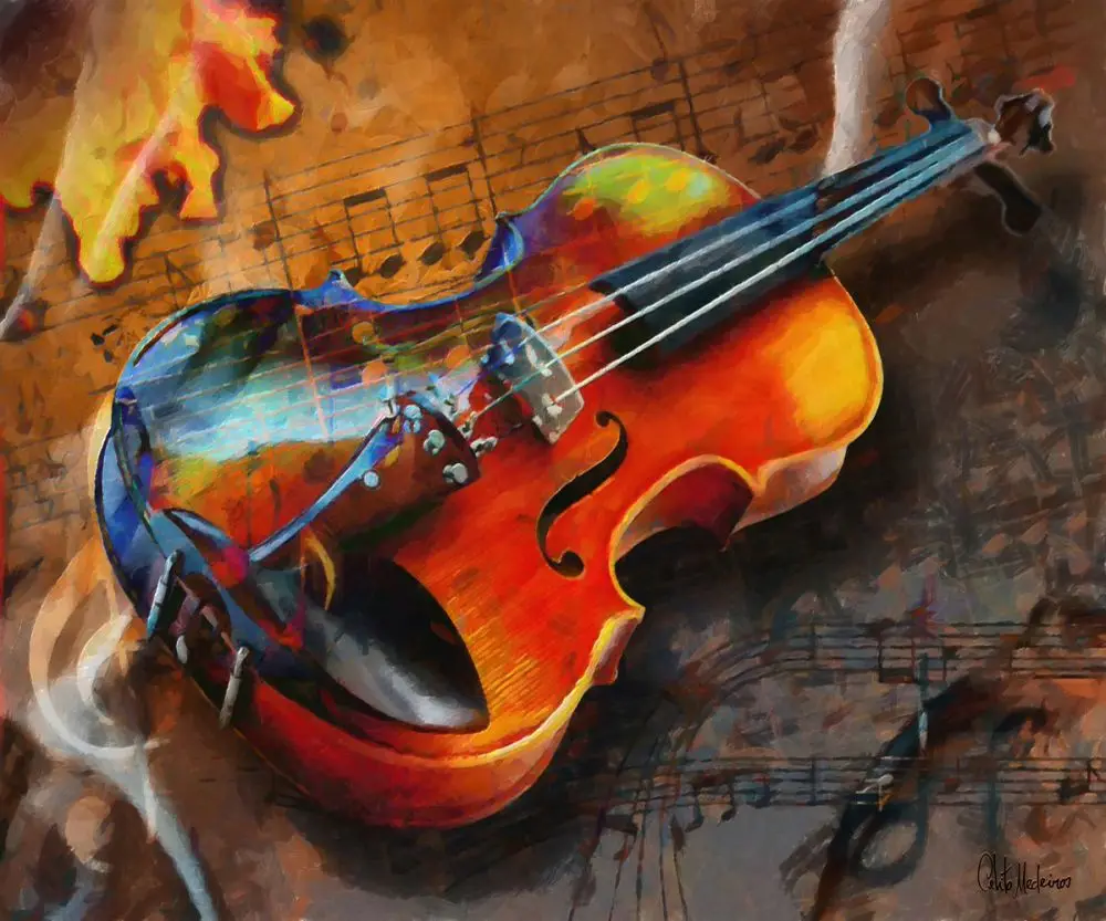 Modern Abstract Oil Painting Handpainted Violin Concerto Celito Medeiros Wall Canvas Arts Home Decoration Painting for Office