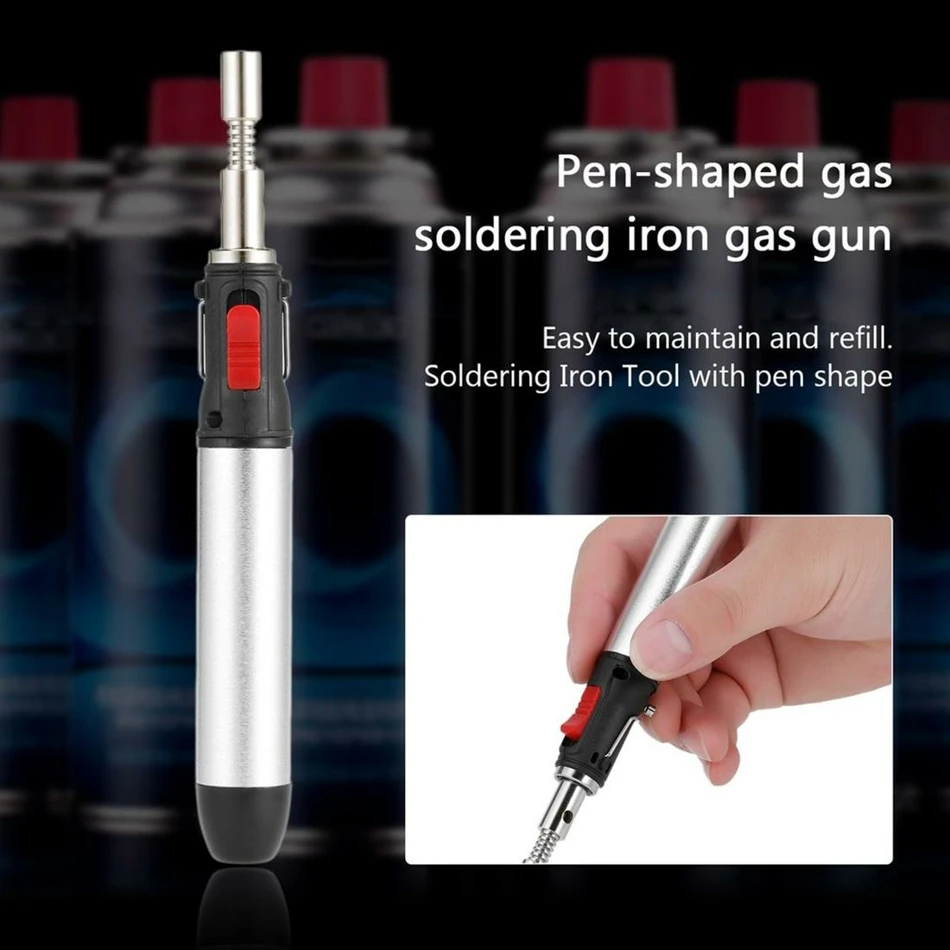 Adjustable Thermostat Flame Butane Gas Soldering Iron Welding Torch Tool 12ml Pen Shape 1300 Degrees Hand Heat Gun Repair tools