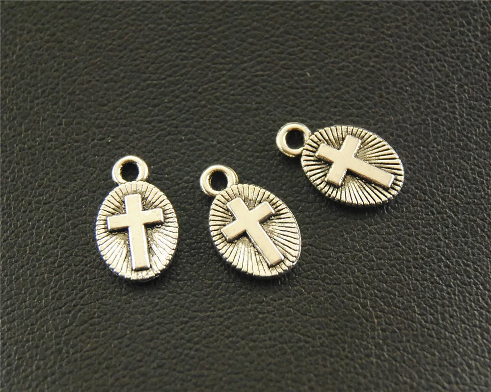 100pcs  Silver Color Metal Cross mini Charm DIY Necklace Bracelet Bangle Findings 8x13mm A1586