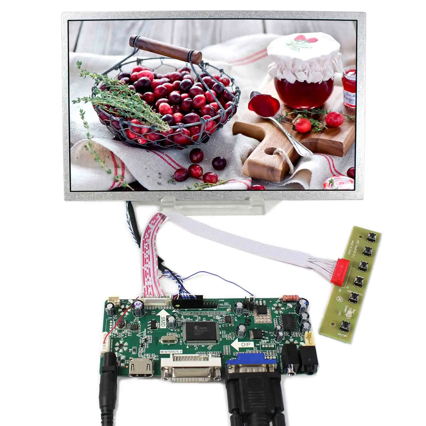 H DMI+DVI+VGA+AUDIO LCD Controller Board With 10.2inch 1024x600 CLAA102NA0ACW HSD100IFW1 LCD Screen