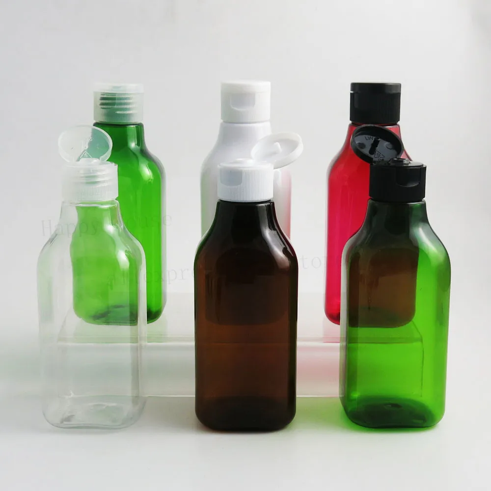 

20x200ml Пустые Квадратные ПЭТ Пластик плеча склон бутылки шампуня крем лосьоны косметические контейнеры с флипом верхней крышки