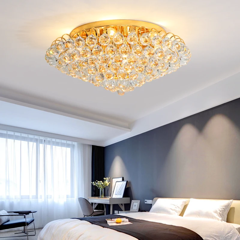 Crystal Round Ceiling Lighting Fixtures Home Lighting LED Ceiling Light Living Room Bedroom Simple Stainless Steel Plafonnier