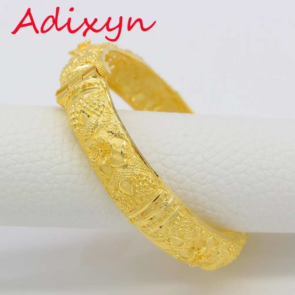 Adixyn THREE SIZE Dubai Bangles For Women 24k Gold Color/Copper Bangles&Bracelet African/Arab/Middle Easter Party Gifts