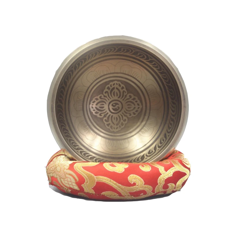 Tibetan Singing Bowl Set For Meditation , Chakra Healing , Yoga , With Silk Cushion , Wooden Mallet and Carrying Case