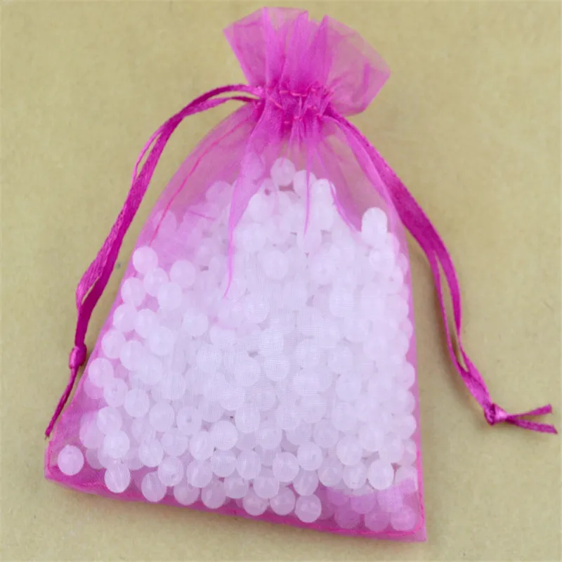 Wholesale 1000pcs/lot 9x12cm Hot Pink Organza Bags Small Wedding Favors Jewelry Gifts Packaging Bags Organza Drawstring Gift Bag