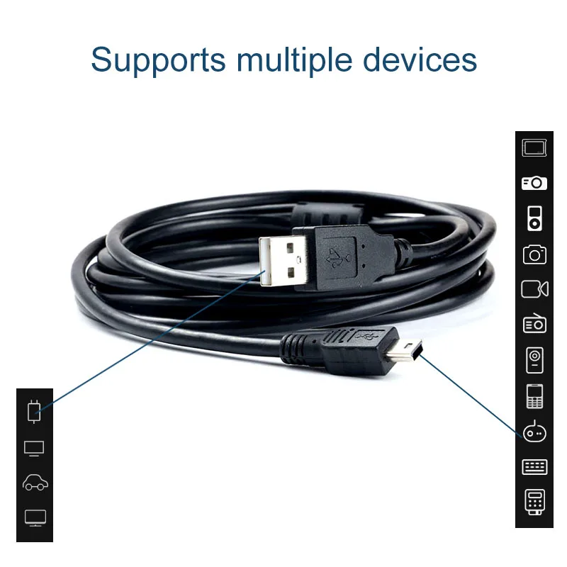 Mini USB Cable Mini USB to USB Fast Data Charger Cable Male to Male For Cellular Phone Digital Camera HDD MP3 MP4 Player Tablets