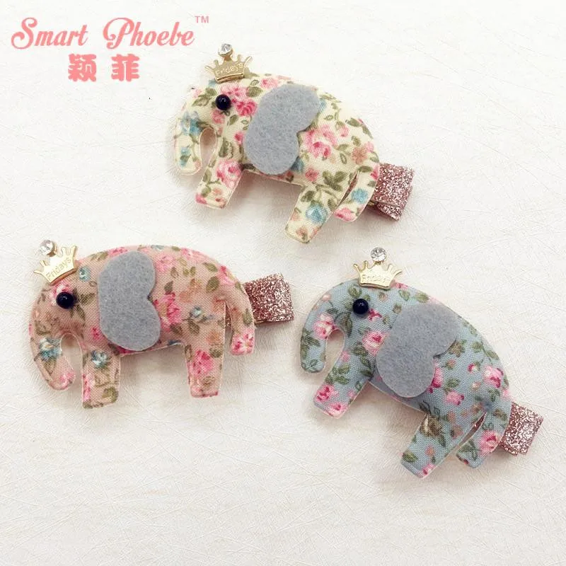 Boutique 15pcs Fashion Cute Floral Elephant Hairpins Solid Glitter Gemstone Crown Animal Hair Clips Princess Hair Accessories