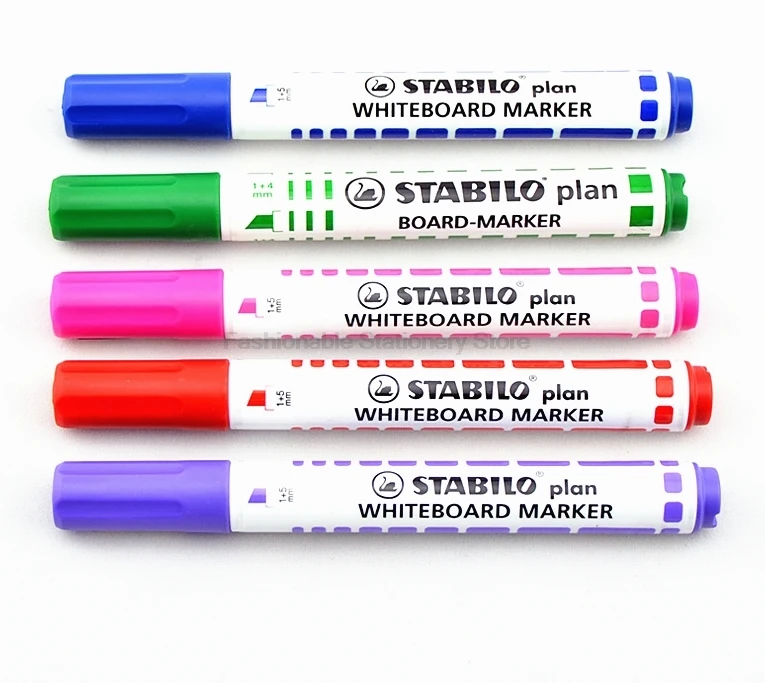 6 Pcs/Lot Stabilo 641 Whiteboard Pen 2.5mm-3.5mm Round Head Non-toxic Repeated Filling Not Easy To Dry Whiteboard Marker