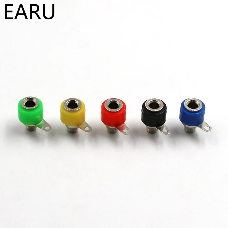 10pcs/lot 4mm Banana Binding Post 4mm Banana Socket Free Shipping 5color/lot Plug Adapter DIY Red Green Yellow Black Blue