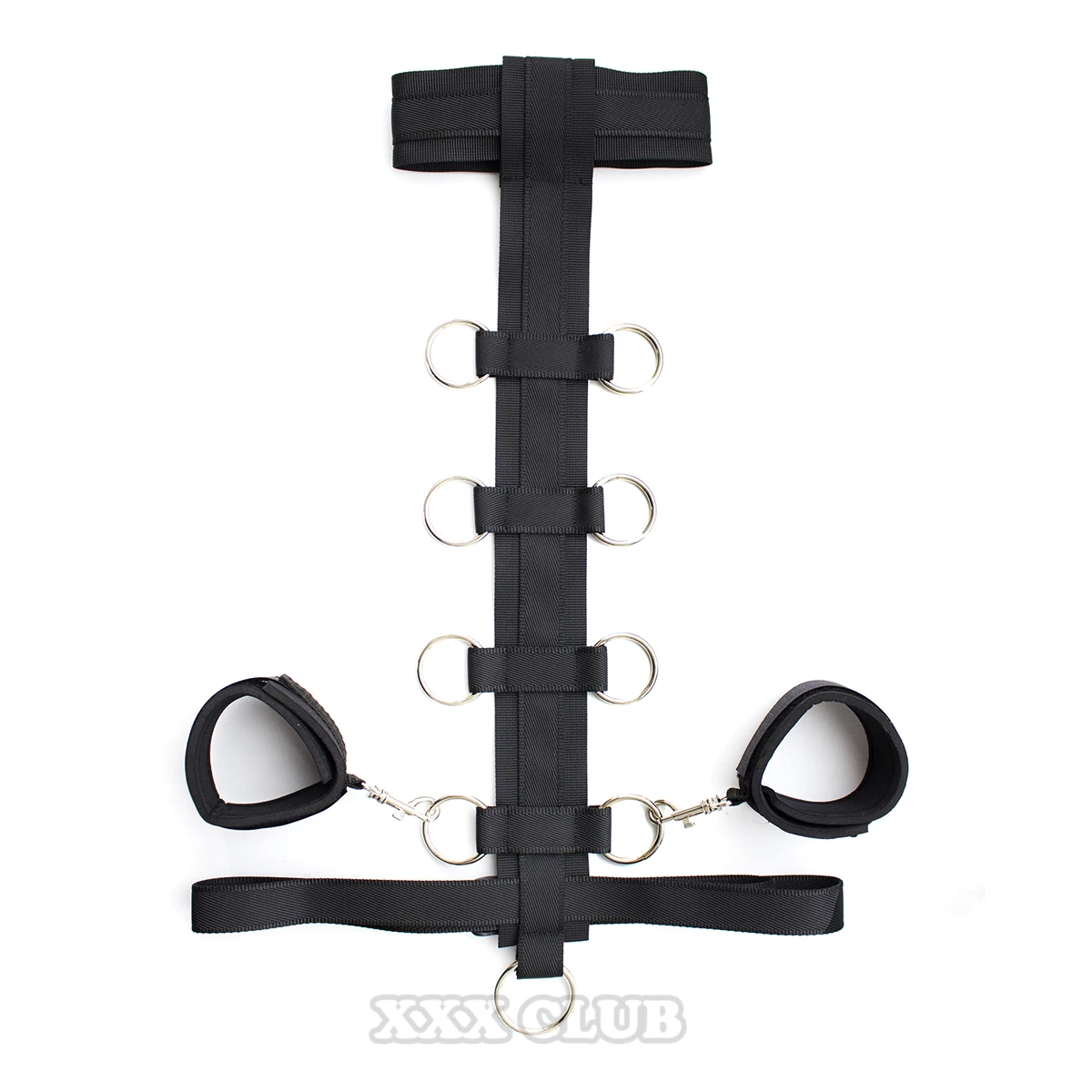 Thierr Fetish Slave Neck Collar To Hand Cuffs Body Harness Bondage Restraint Arm Binders Sex Toys For Couple Adult Games