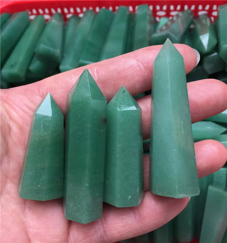 Natural crystal green dongling magic wand healing.