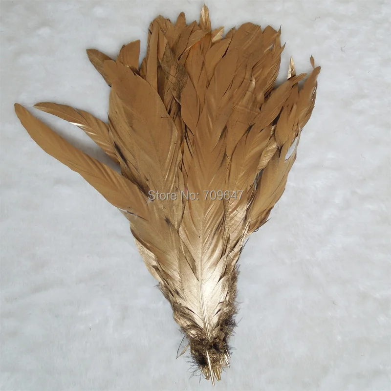 Gold Feather ! 50PCS/LOT!22-28cm  Gold Painted Natural Feathers,Hand Painting COQUE TAIL FEATHERS for millinery,crafts,Supplies