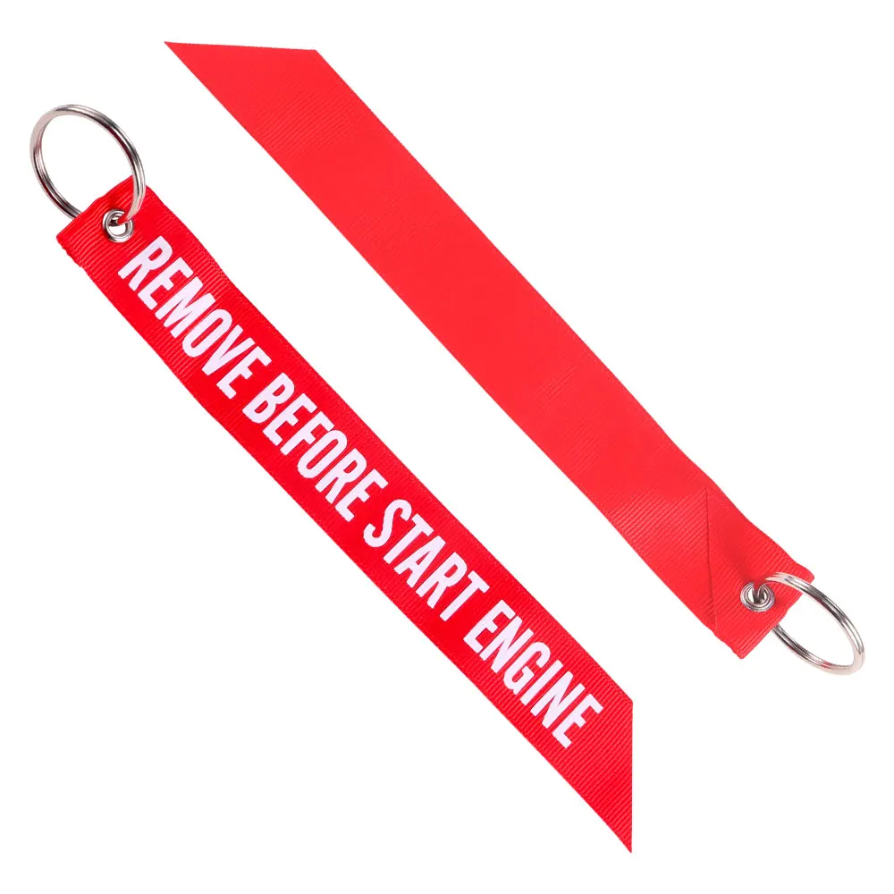 Remove Before Flight Streamer Key Chain Chaveiro Red Keychain Remove Before Start Engine Motorcycle Streamer Key Ring Jewelry