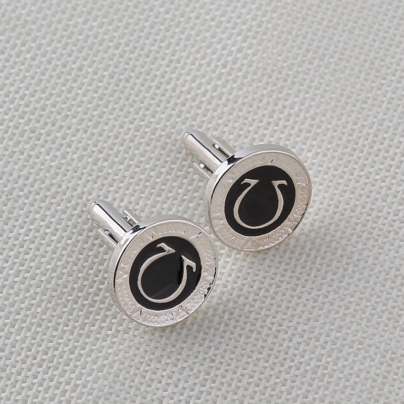 Casual Greek Letter Ohm Cufflinks For Mens Fashion enamel Men Jewelry black Cuff Links Classic Cufflink