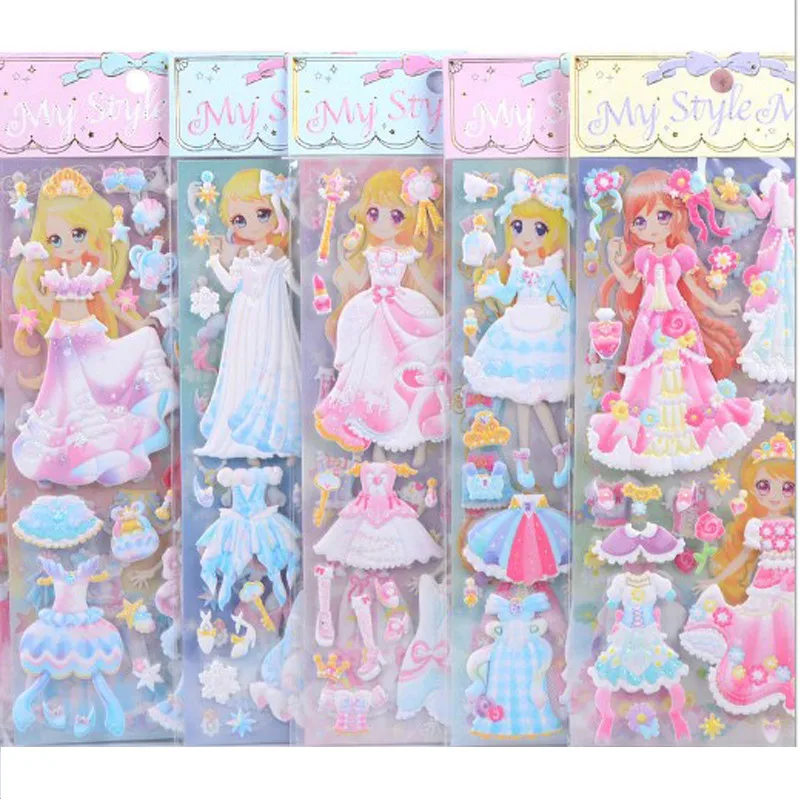 30sheets Stickers Lovely Girls 3D kawaii sticker Laptop Dress up Girl Changing Clothes stickers kids toys pegatinas girl gifts