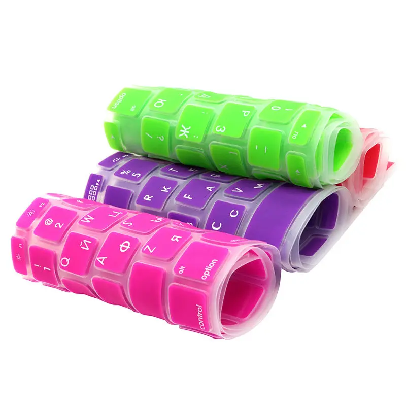 SR Silicone Teclado Capa Adesivo, Carta Língua Russa EUA, Retina Filme Protetor, 14 Cores, Fit para Macbook Air 13 Pro, 13, 15, 17