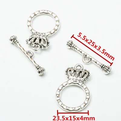 10set/lot Alloy Metal Toggle Clasps Findings For Necklaces Antique Silver Color End Clasps Connectors Hooks DIY Jewelry Making