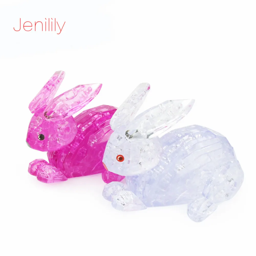 3D Crystal Rabbit Model Puzzle Jigsaw Puzzles 56 Pieces Toys Puzzel Adult Building DIY Juguetes Education Toys for Children