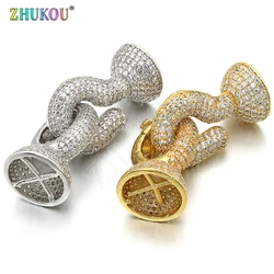 17*40mm Brass Cubic Zirconia Clasps Hooks for DIY Jewelry Findings Accessories, Mixed Color, Model: VK70
